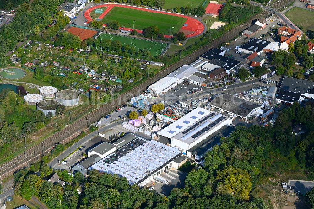 Osnabrück from above - Industrial estate and company settlement on street Heideweg in the district Voxtrup in Osnabrueck in the state Lower Saxony, Germany