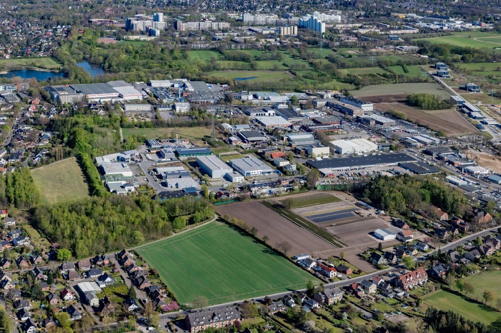 Aerial photograph Schenefeld - Industrial estate and company settlement on Osterbrooksweg - Dannenkamp in Schenefeld in the state Schleswig-Holstein, Germany