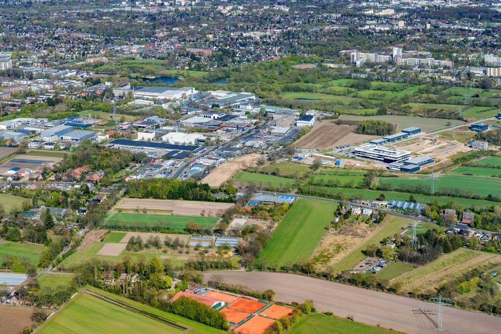 Schenefeld from above - Industrial estate and company settlement on Osterbrooksweg - Dannenkamp in Schenefeld in the state Schleswig-Holstein, Germany