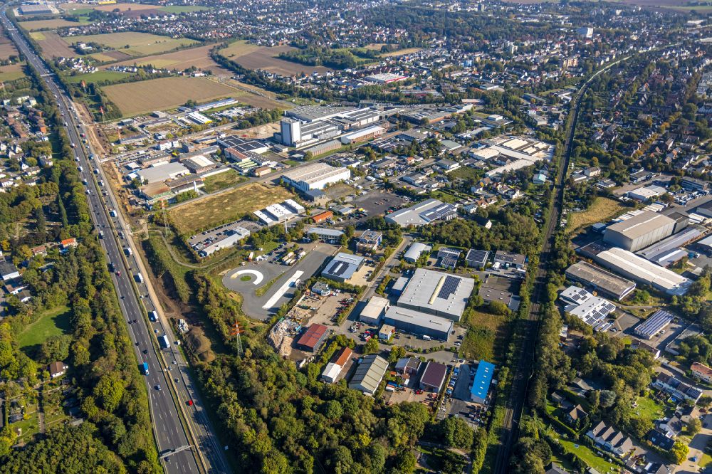 Aerial image Unna - Industrial estate and company settlement Otto-Diesel-Strasse in the district Alte Heide in Unna at Ruhrgebiet in the state North Rhine-Westphalia, Germany