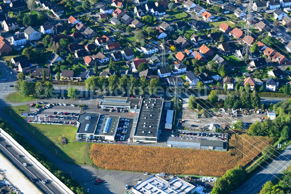 Aerial image Paderborn - Industrial estate and company settlement on street Paderborner Strasse in the district Elsen in Paderborn in the state North Rhine-Westphalia, Germany
