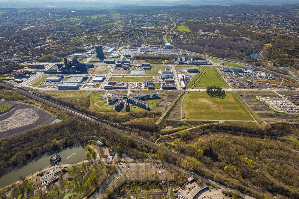 Dortmund from the bird's eye view: Industrial estate and company settlement Phoenix-West in the district Hoerde in Dortmund in the state North Rhine-Westphalia, Germany