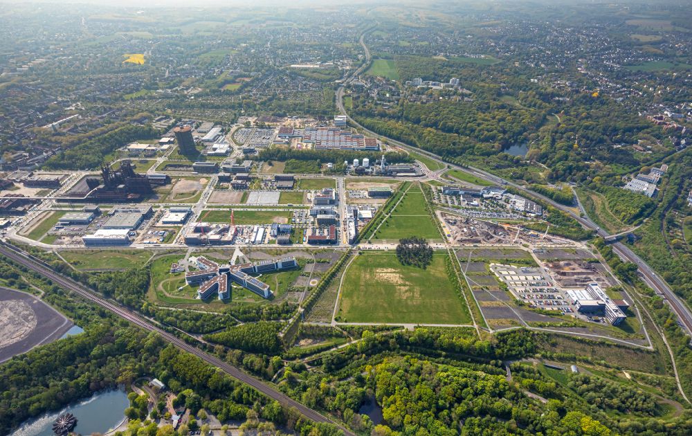Dortmund from the bird's eye view: Industrial estate and company settlement Phoenix-West in the district Hoerde in Dortmund at Ruhrgebiet in the state North Rhine-Westphalia, Germany
