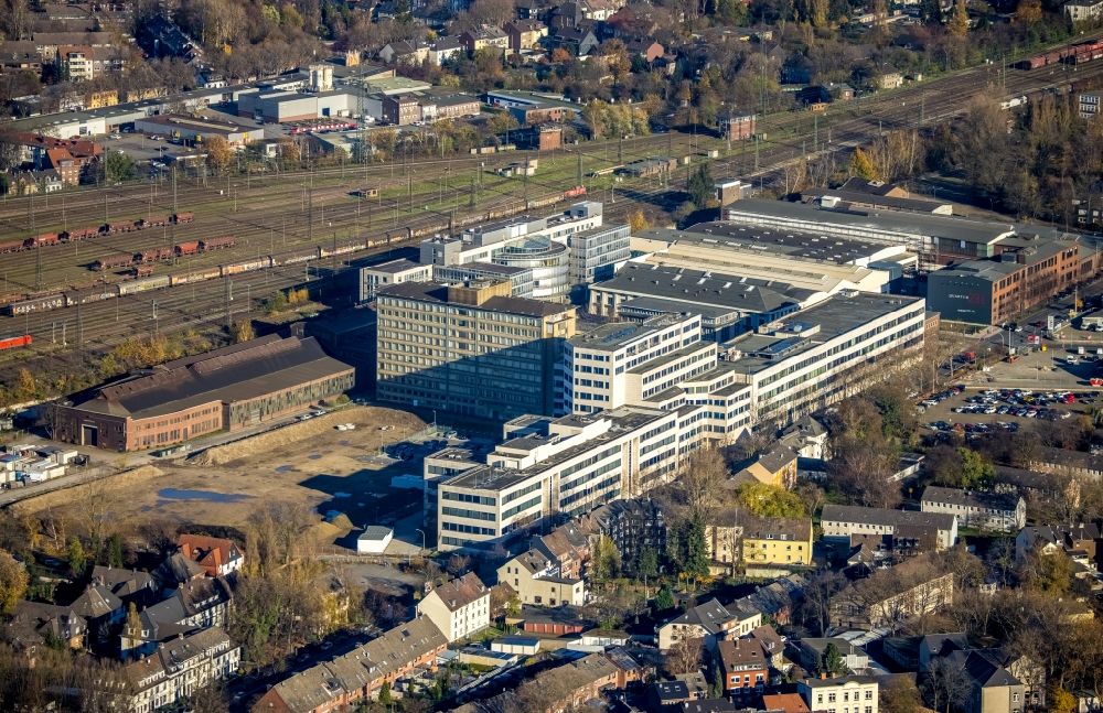 Aerial photograph Oberhausen - Industrial estate and company settlement of Quartier231 with logistics buildings and office buildings along the Duisburger Strasse in Oberhausen in the state North Rhine-Westphalia, Germany