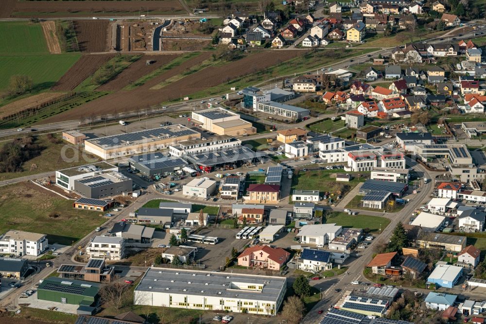 Aerial photograph Ettenheim - Industrial estate and company settlement Radackern 4, in Ettenheim in the state Baden-Wurttemberg, Germany