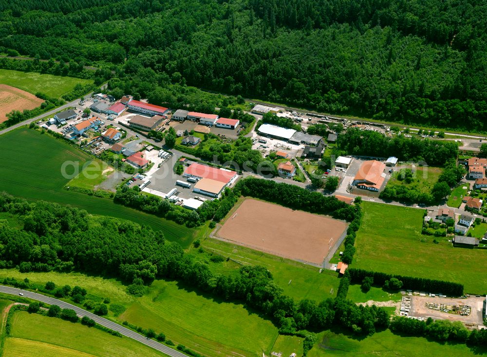 Ramsen from above - Industrial estate and company settlement on street Pfaffenhecke in Ramsen in the state Rhineland-Palatinate, Germany