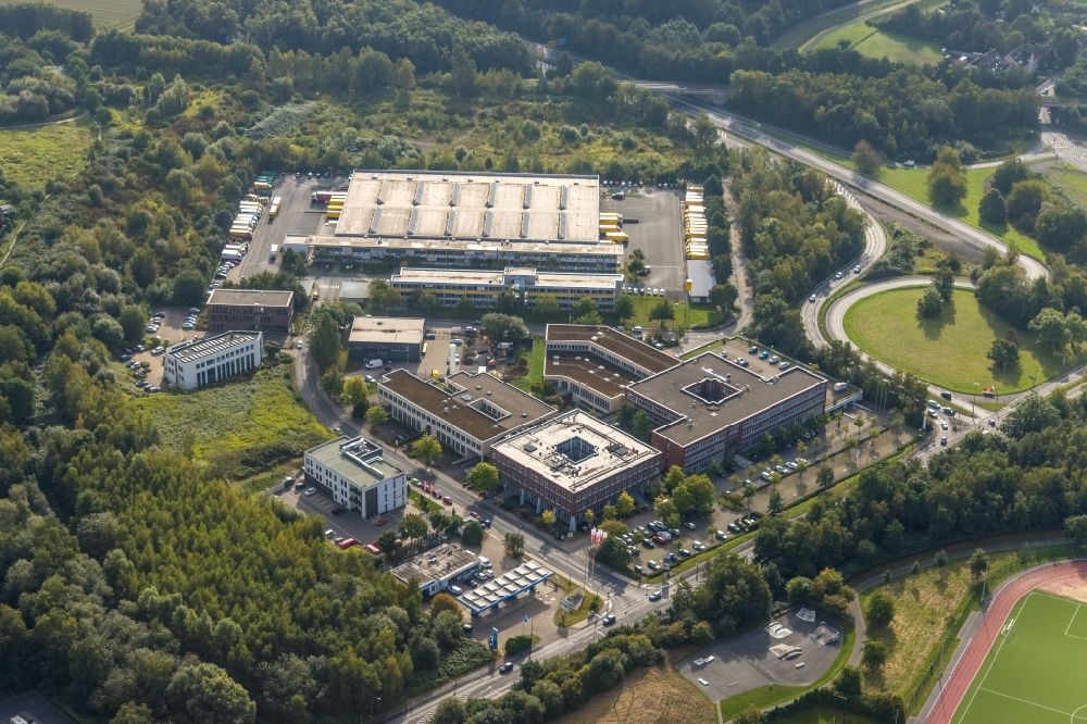 Dortmund from above - Industrial estate and company settlement on Revierstrasse in Dortmund at Ruhrgebiet in the state North Rhine-Westphalia, Germany