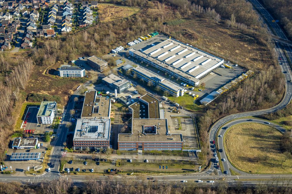 Aerial image Dortmund - Industrial estate and company settlement on Revierstrasse in Dortmund at Ruhrgebiet in the state North Rhine-Westphalia, Germany