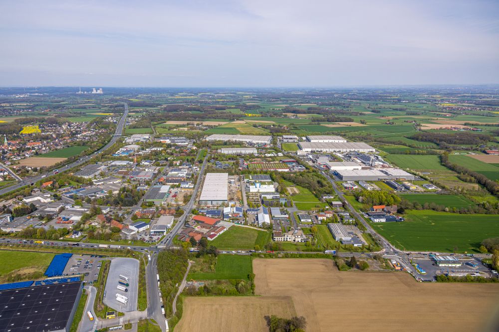 Aerial photograph Rhynern - Industrial estate and company settlement in Rhynern in the state North Rhine-Westphalia, Germany