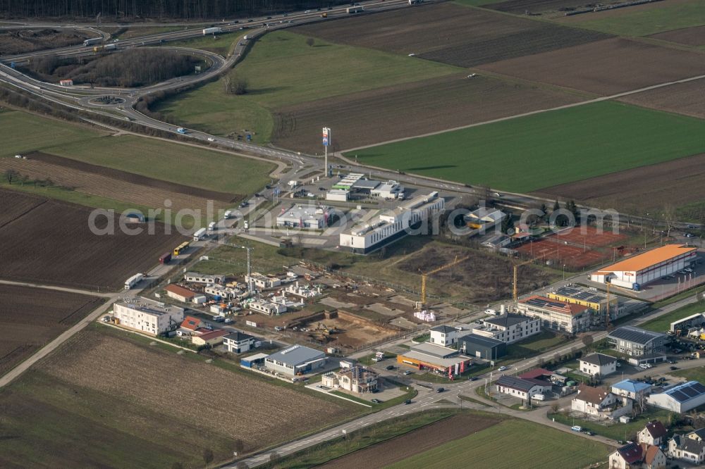 Aerial photograph Ringsheim - Industrial estate and company settlement Ringsheim West in Ringsheim in the state Baden-Wurttemberg, Germany