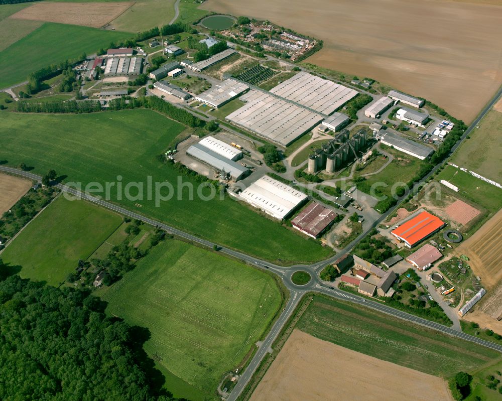 Roben from the bird's eye view: Industrial estate and company settlement in Roben in the state Thuringia, Germany