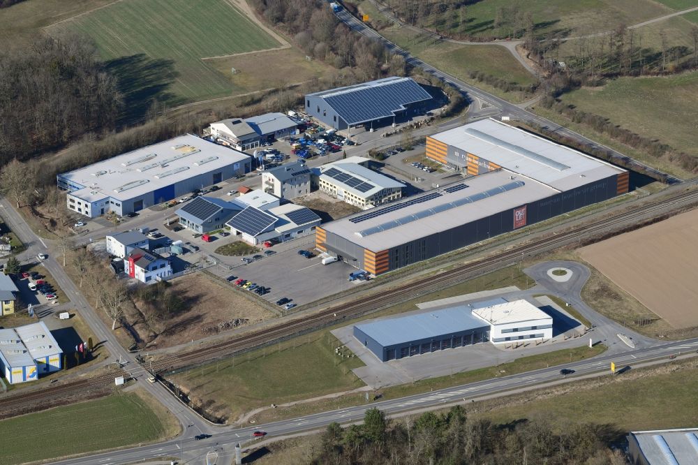 Aerial image Laufenburg - Industrial estate and company settlement East in Laufenburg in the state Baden-Wurttemberg, Germany