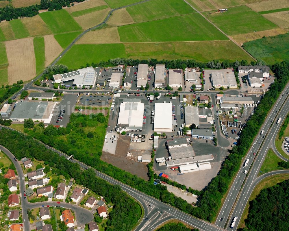 Aerial image Gießen - Industrial estate and company settlement on Rudolf-Diesel-Strasse in the district Wieseck in Giessen in the state Hesse, Germany