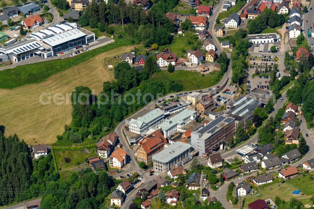 Schonach im Schwarzwald from above - Industrial estate and company settlement on street Triberger Strasse in Schonach im Schwarzwald in the state Baden-Wuerttemberg, Germany