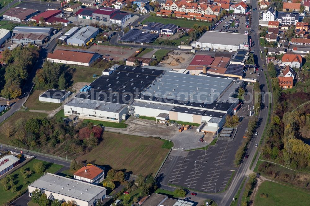 Aerial photograph Volkach - Industrial estate and company settlement Am Seelein with Bosch Rexroth AG in Volkach in the state Bavaria, Germany