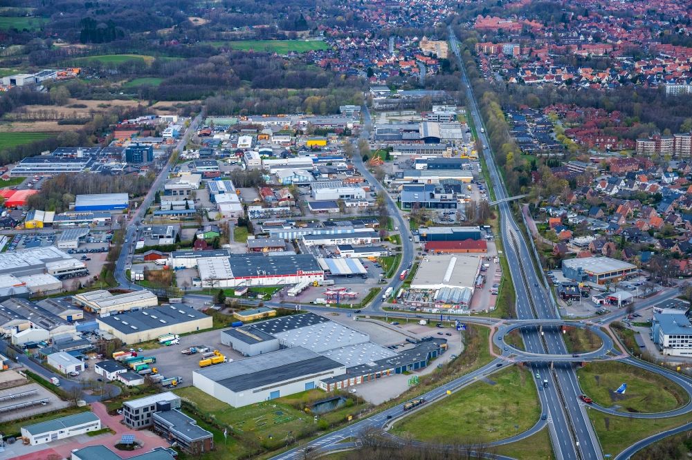 Aerial image Stade - Industrial estate and company settlement Stade Sued in the district Ottenbeck in Stade in the state Lower Saxony, Germany