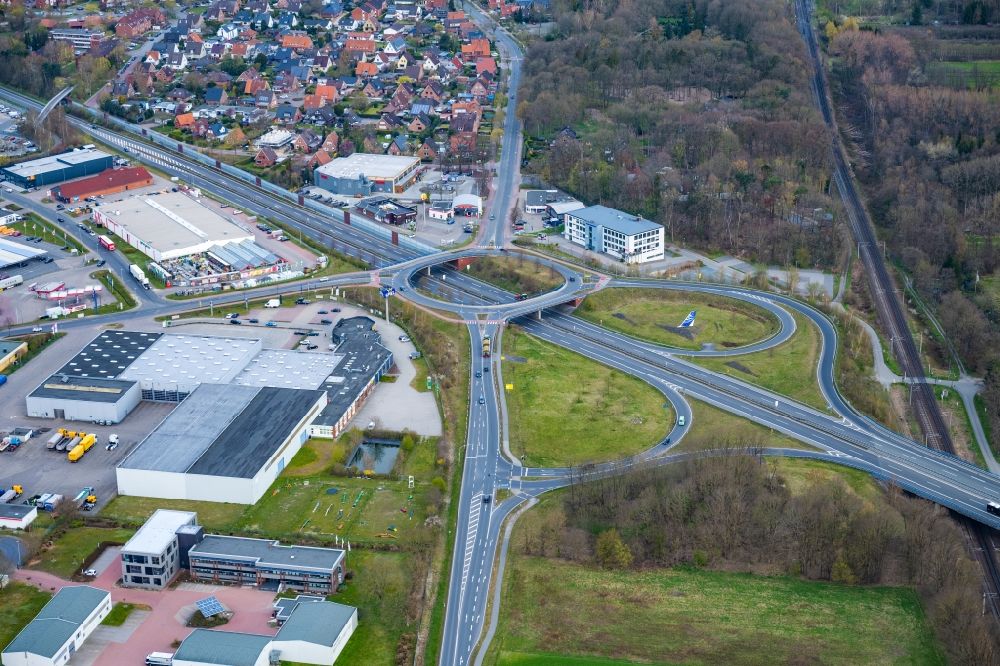 Aerial photograph Stade - Industrial estate and company settlement Stade Sued in the district Ottenbeck in Stade in the state Lower Saxony, Germany