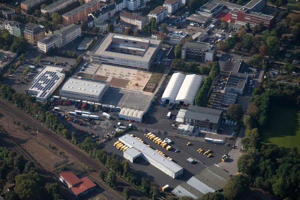 Frankfurt am Main from above - Industrial estate and company settlement the district Hoechst in Frankfurt in the state Hesse