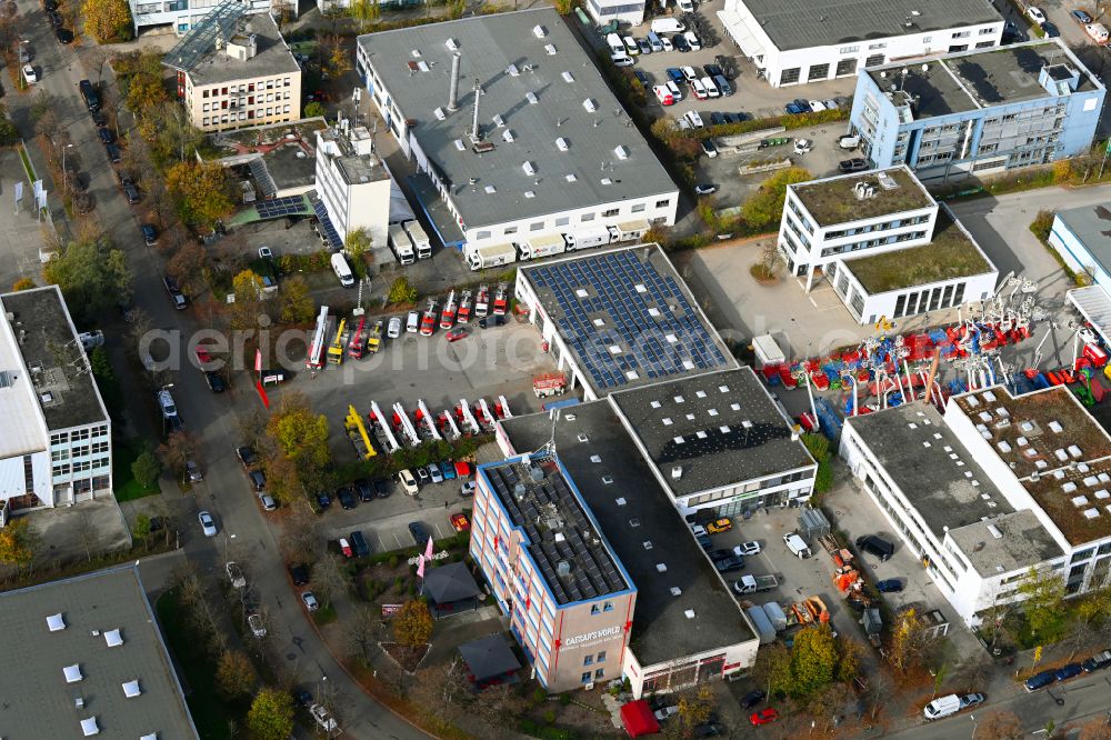 München from the bird's eye view: Industrial estate and company settlement on street Stahlgruberring in the district Trudering-Riem in Munich in the state Bavaria, Germany