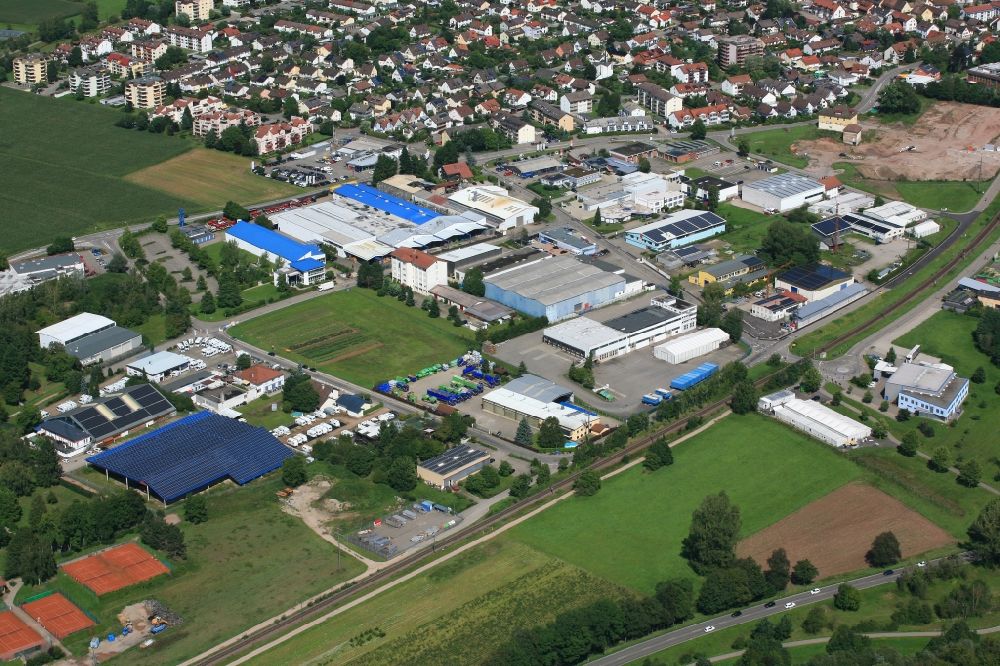 Steinen from above - Industrial estate and company settlement in Steinen in the state Baden-Wuerttemberg, Germany
