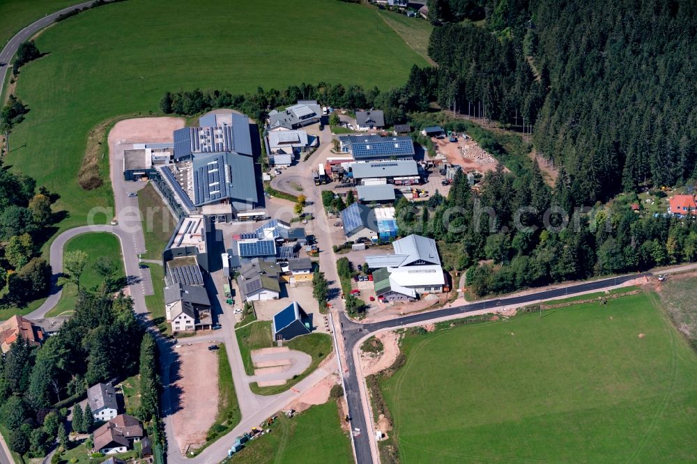 Aerial image Gütenbach - Industrial estate and company settlement Ob of Eck in Guetenbach in the state Baden-Wurttemberg, Germany
