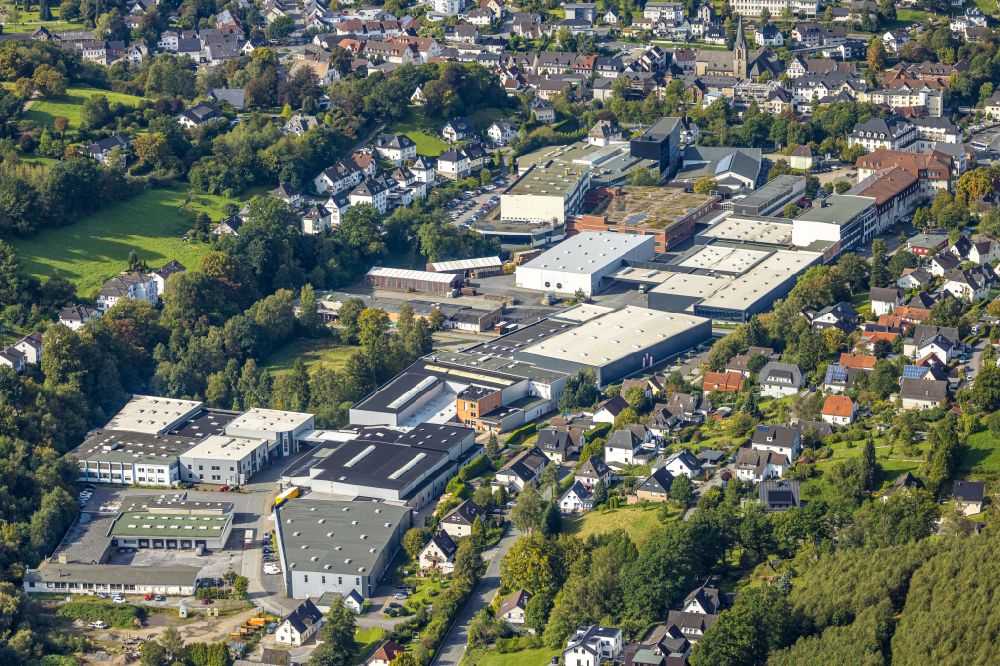 Aerial image Sundern - Industrial estate and company settlement on Talweg in Sundern at Sauerland in the state North Rhine-Westphalia, Germany