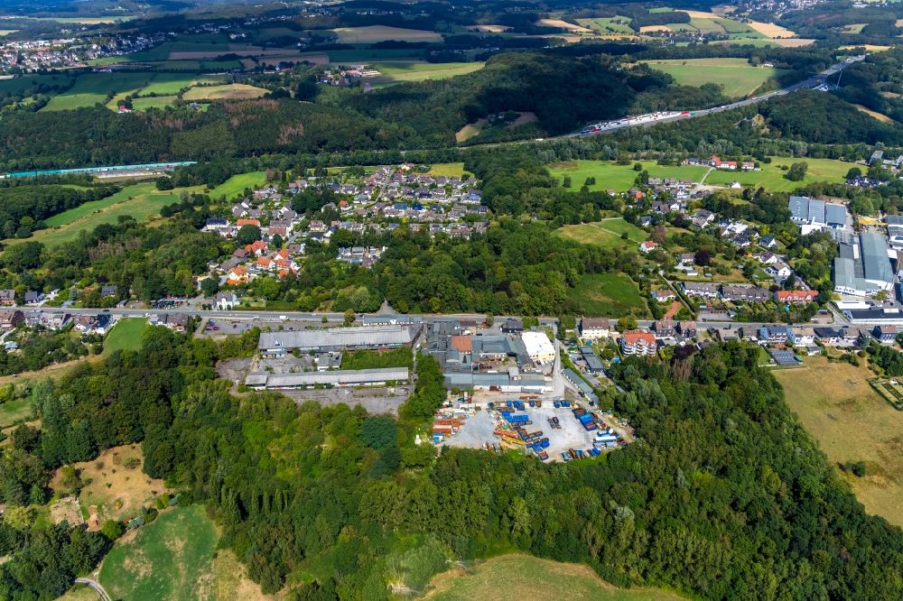 Aerial image Gevelsberg - Industrial estate and company settlement of Taskiran Autohandel Reifencenter Hasslinghauser Strasse in the district Uellendahl in Gevelsberg in the state North Rhine-Westphalia, Germany