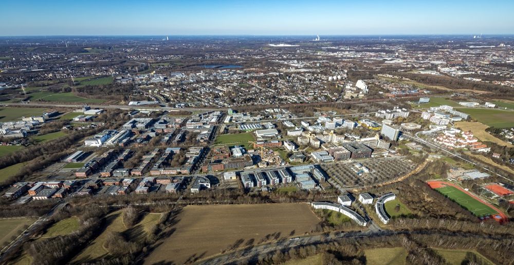 Aerial photograph Dortmund - Industrial park TechnologiePark Dortmund in Dortmund at Ruhrgebiet in the state North Rhine-Westphalia, Germany