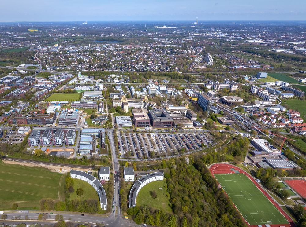 Aerial photograph Dortmund - Commercial area of the Technology Park Dortmund in the district of Barop in Dortmund in the Ruhr area in the state North Rhine-Westphalia, Germany