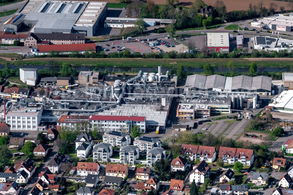 Aerial image Teningen - Industrial estate and company settlement in Teningen in the state Baden-Wuerttemberg, Germany