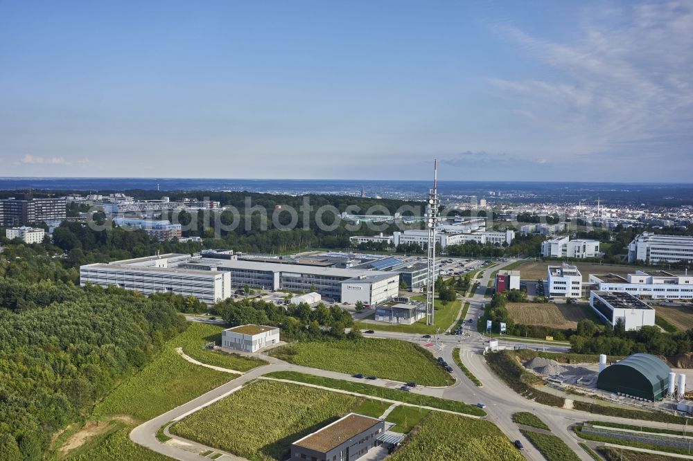 Ulm from above - Industrial estate and company settlement in Ulm Eselsberg in the state Baden-Wurttemberg, Germany