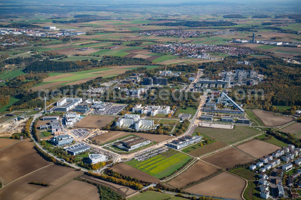 Aerial image Ulm - Industrial estate and company settlement on street Konrad-Zuse-Strasse in Ulm Eselsberg in the state Baden-Wurttemberg, Germany