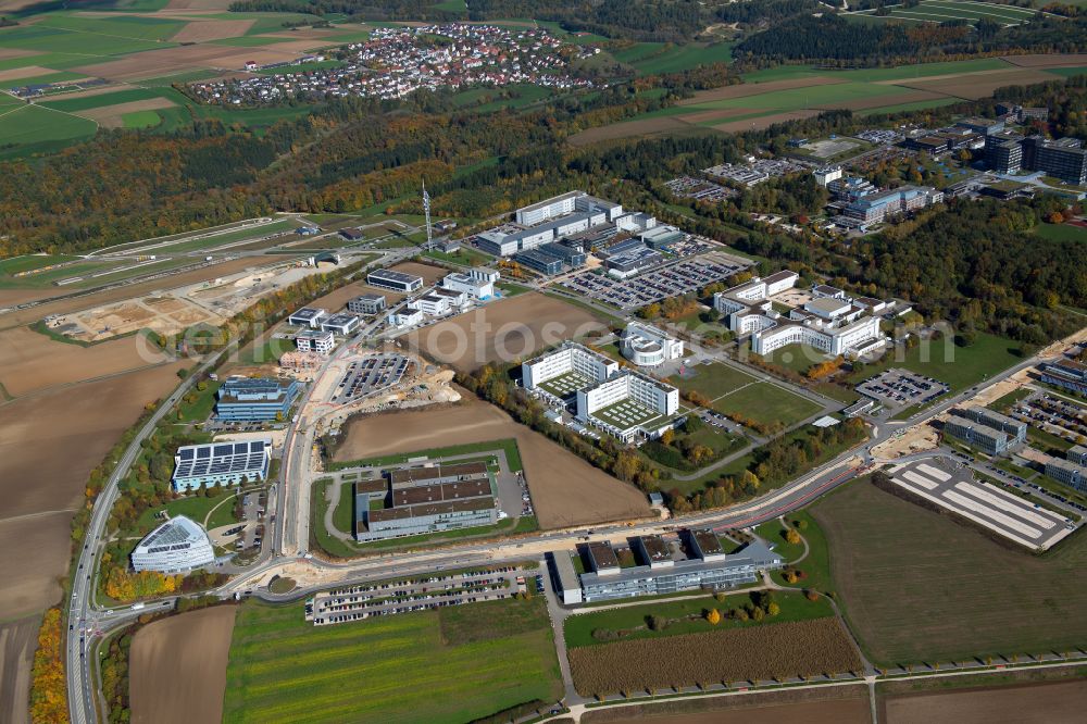 Aerial photograph Ulm - Industrial estate and company settlement on street Konrad-Zuse-Strasse in Ulm Eselsberg in the state Baden-Wurttemberg, Germany