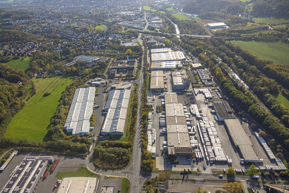 Aerial image Hagen - Industrial estate and company settlement on Verbandsstrasse in Hohenlimburg at Ruhrgebiet in the state North Rhine-Westphalia, Germany