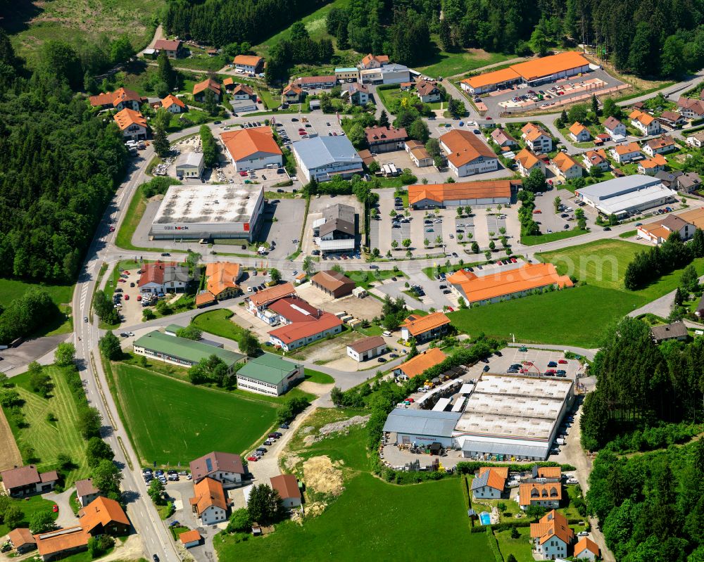 Waldkirchen from the bird's eye view: Industrial estate and company settlement in Waldkirchen in the state Bavaria, Germany