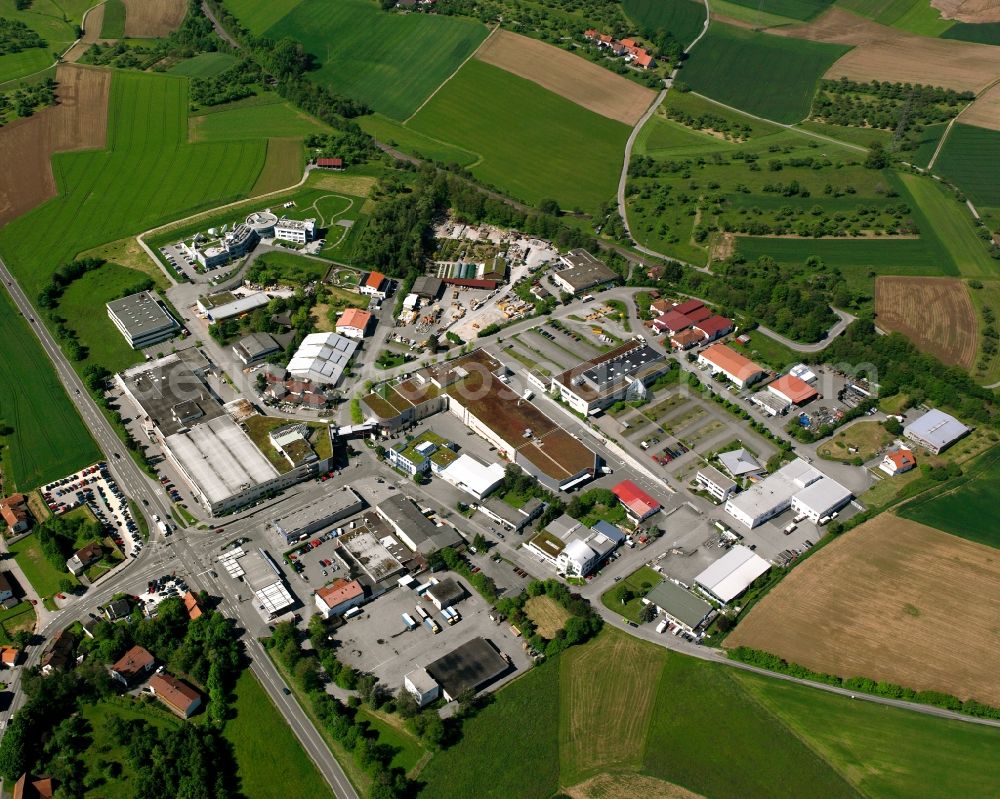 Aerial image Waldrems - Industrial estate and company settlement in Waldrems in the state Baden-Wuerttemberg, Germany