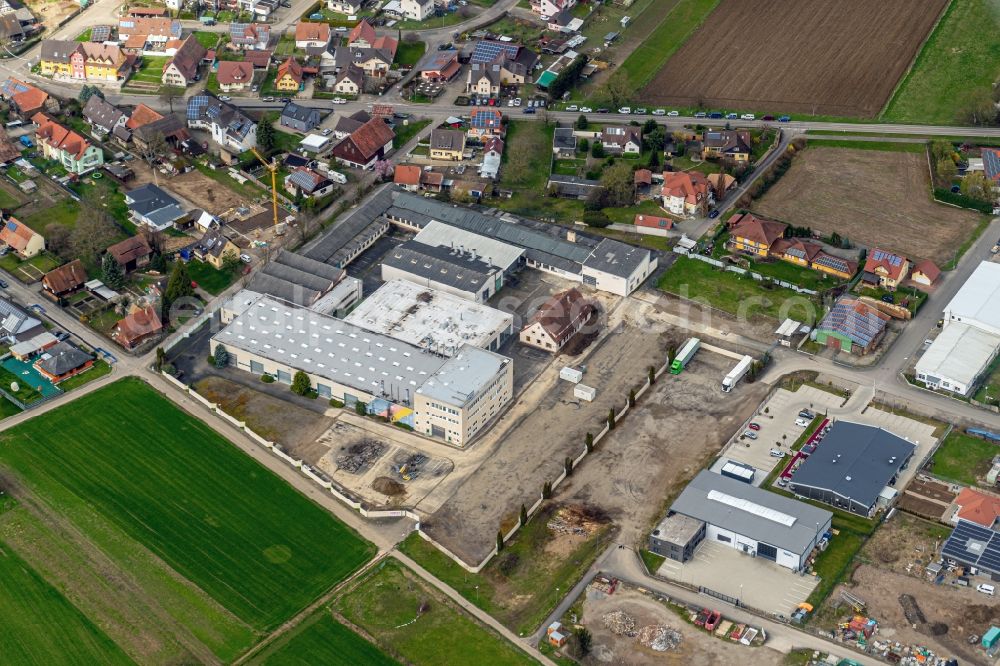 Aerial photograph Weisweil - Industrial estate and company settlement in Weisweil in the state Baden-Wurttemberg, Germany