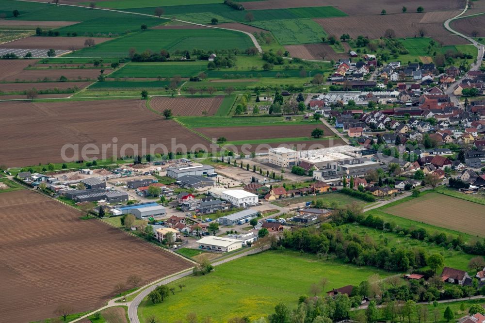 Aerial photograph Weisweil - Industrial estate and company settlement in Weisweil in the state Baden-Wurttemberg, Germany
