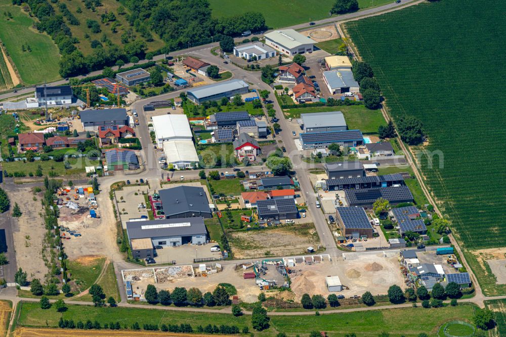 Weisweil from the bird's eye view: Industrial estate and company settlement on street C.-D.-Magirus-Strasse in Weisweil in the state Baden-Wurttemberg, Germany