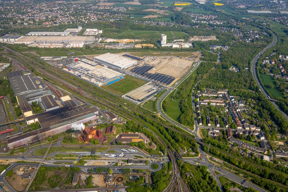 Dortmund from above - Industrial estate and company settlement Westfalenhuette in the district Westfalenhuette in Dortmund at Ruhrgebiet in the state North Rhine-Westphalia, Germany