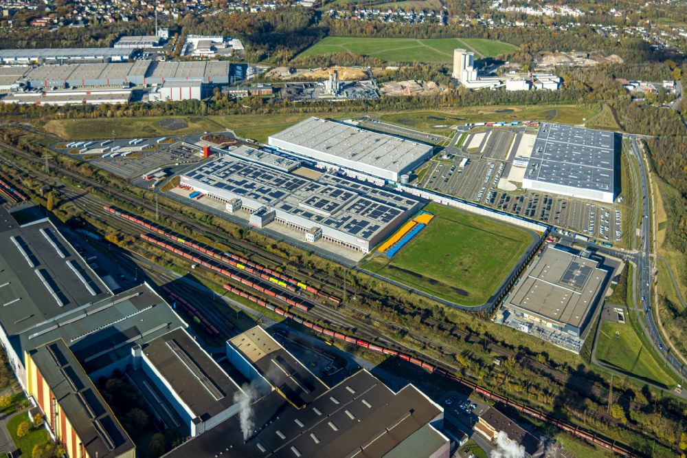Dortmund from above - Industrial estate and company settlement Westfalenhuette in the district Westfalenhuette in Dortmund at Ruhrgebiet in the state North Rhine-Westphalia, Germany