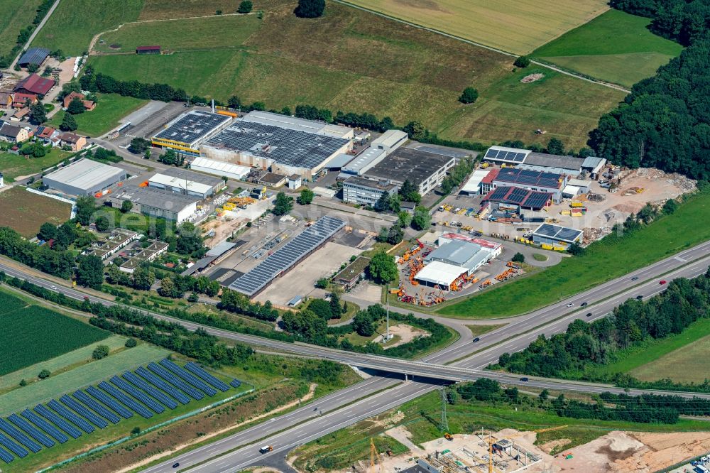 Aerial image Schutterwald - Industrial estate and company settlement westlich of BaB 5 in Schutterwald in the state Baden-Wuerttemberg, Germany
