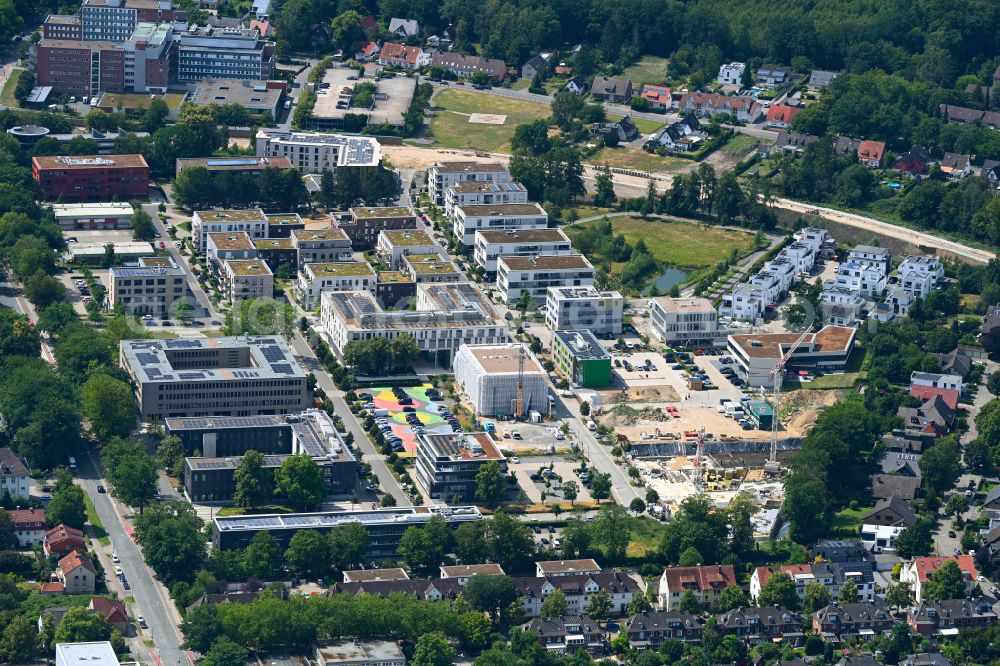 Aerial image Osnabrück - Industrial estate and company settlement WissenschaftsPark on street Albert-Einstein-Strasse in Osnabrueck in the state Lower Saxony, Germany
