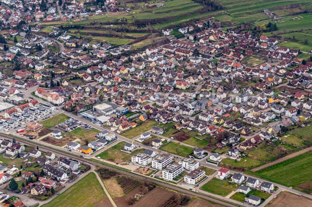 Endingen am Kaiserstuhl from above - Industrial estate and company settlement and Wohngebiet in Westen in Endingen am Kaiserstuhl in the state Baden-Wurttemberg, Germany