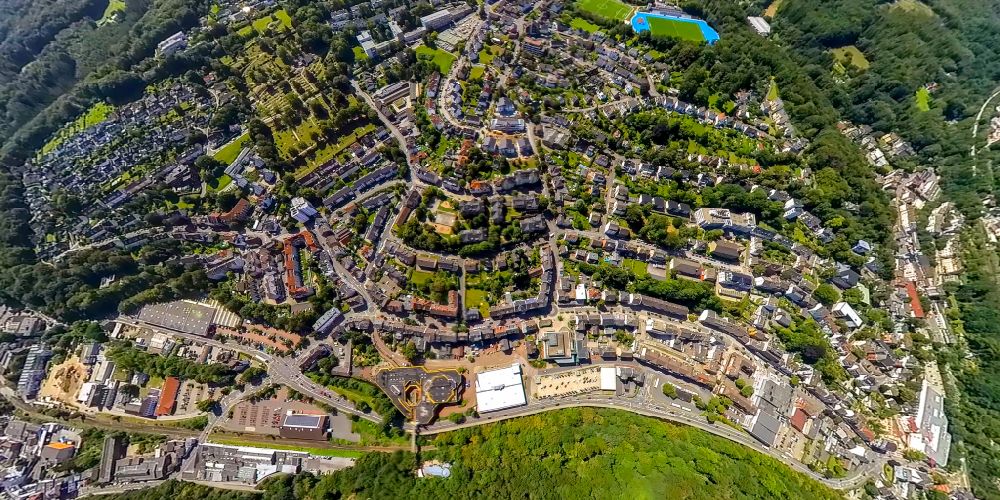 Aerial image Ennepetal - Commercial and residential buildings along Neustrasse in Ennepetal in the state of North Rhine-Westphalia
