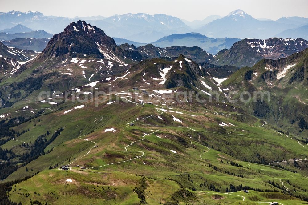 Kitzbühel from above - Rocky and mountainous landscape the Alps in Kitzbuehel in Tirol, Austria