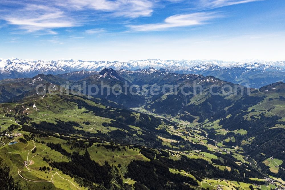Aerial image Kitzbühel - Rocky and mountainous landscape the Alps in Kitzbuehel in Tirol, Austria