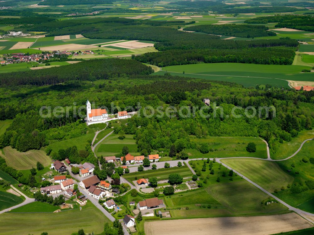 Aerial photograph Offingen - Mountain Bussen with ther pilgrimage church in Offingen in the state Baden-Wuerttemberg, Germany