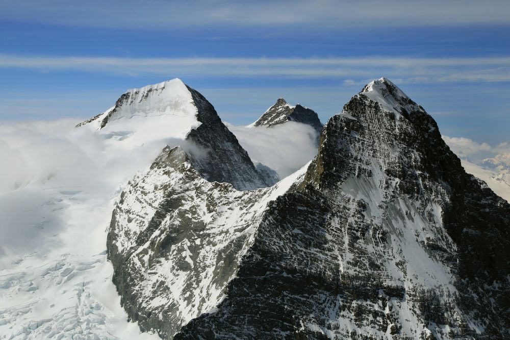 Aerial photograph Grindelwald - Summits and mountain landscape of Eiger, Moench and Jungfrau in Grindelwald in Bern, Switzerland