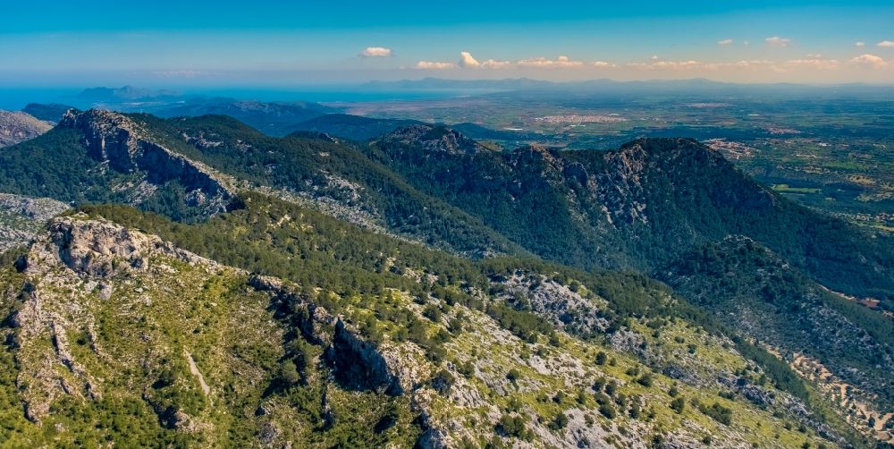 Escorca from above - Rocky and mountainous landscape in Escorca at Serra de Tramuntana in Balearic island of Mallorca, Spain